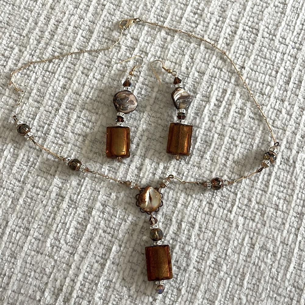 Handmade Necklace & Earrings Wore once